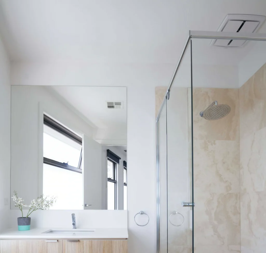 Modern residential bathroom and plumbing installation.